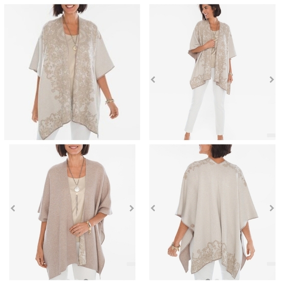 NWT Chico's Reversible Button-Detail Ruana. Tan/Metallic Gold. Size S/M (O/S) - Picture 10 of 17